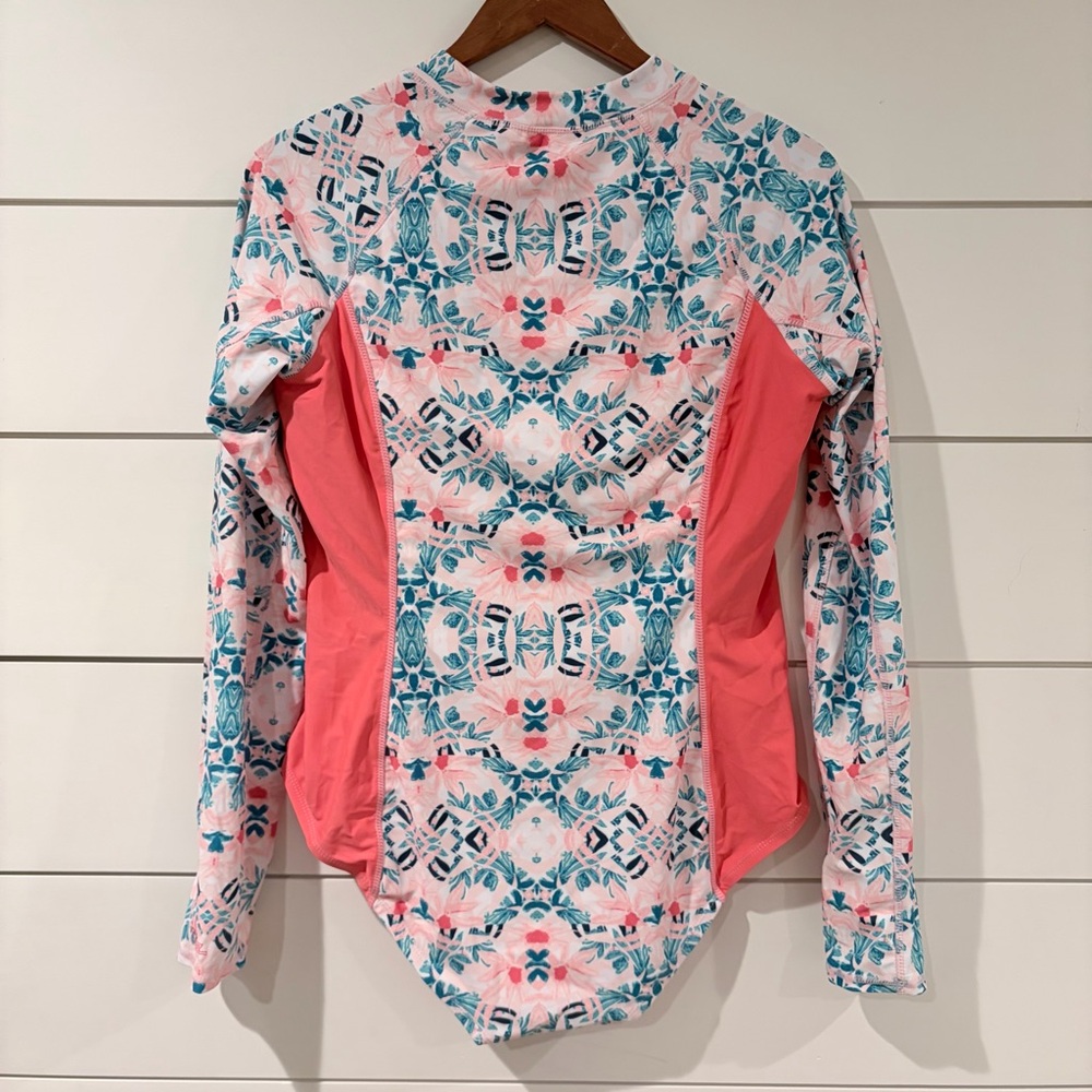 VSkins UPF 50+ Long Sleeve Zip Rash Guard One Piece XL Coral Pink Mermaidcore - Picture 4 of 8